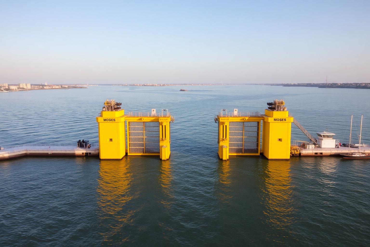 Le paratoie del sistema MOSE nella laguna di Venezia